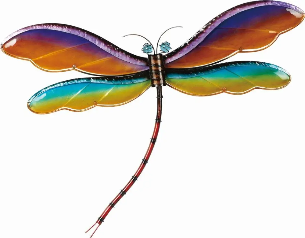 Assorted Multi Color Metal and Glass Dragonfly Decor-1