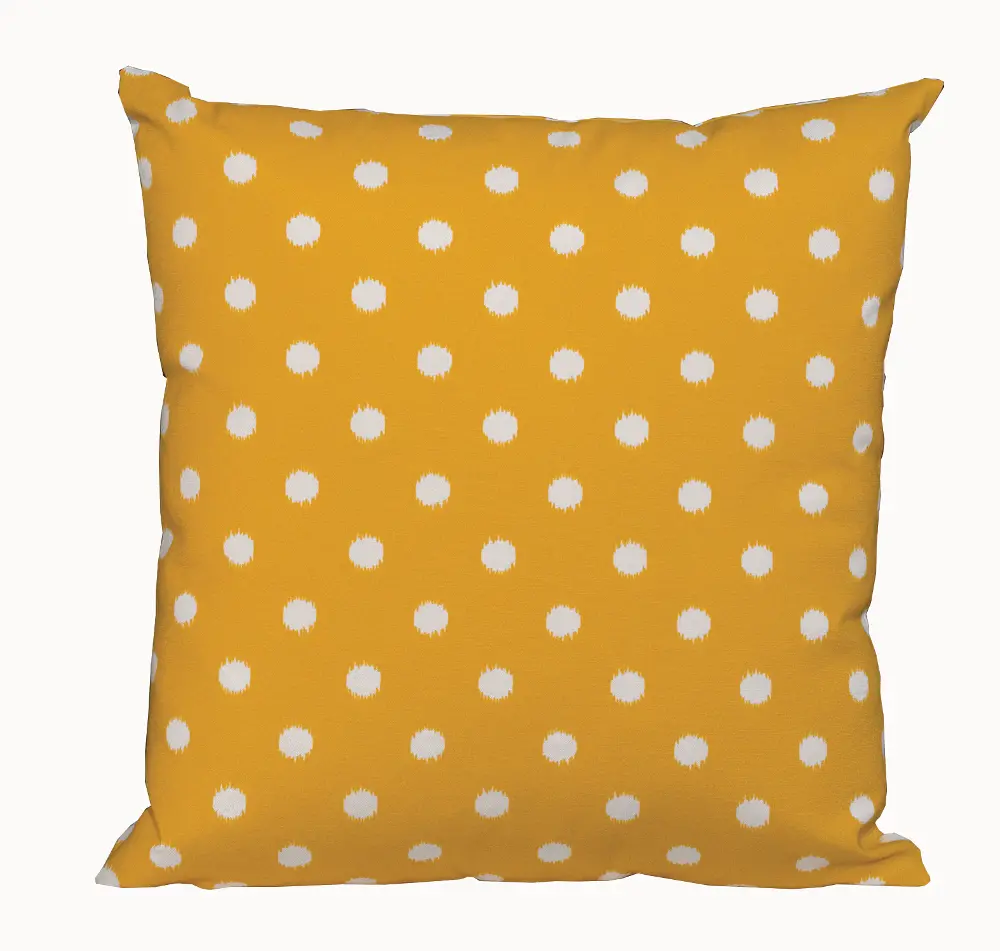 Yellow and Cream Polka Dot Throw Pillow-1