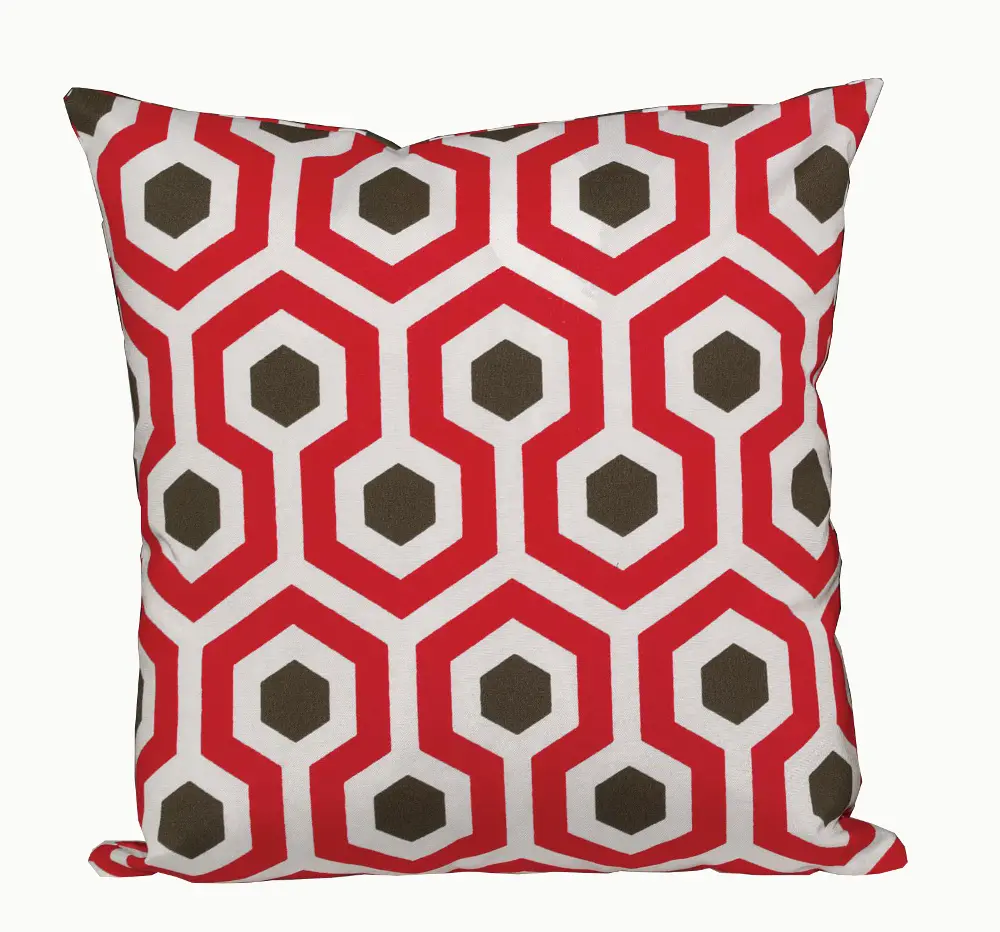 Red, Cream and Brown Geometric Throw Pillow-1