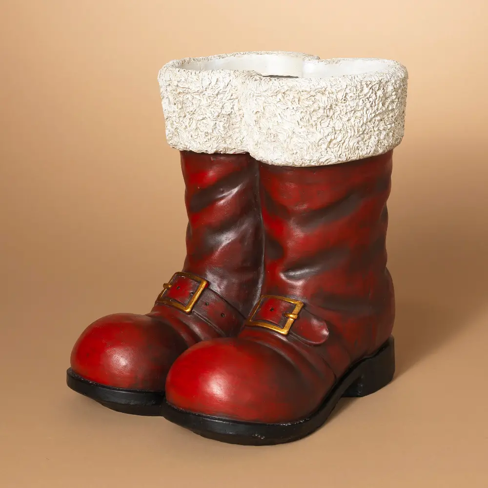 16 Inch Red and White Santa Boots -1