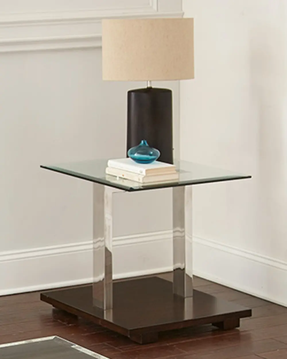 Contemporary Glass Top End Table - Kessy-1