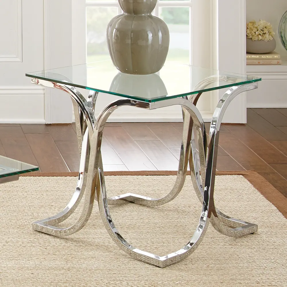 Contemporary Glass End Table - Leonardo-1