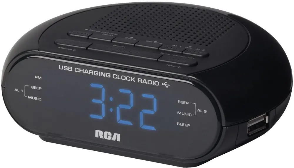 RC207A RCA Dual Wake Clock Radio with USB Charging-1