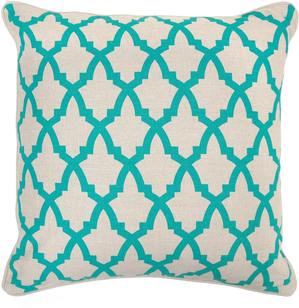 Turquoise Linen Throw Pillow-1