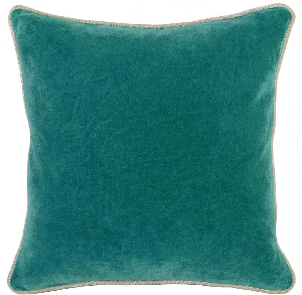 Blue-Green Surf Velvet Throw Pillow-1