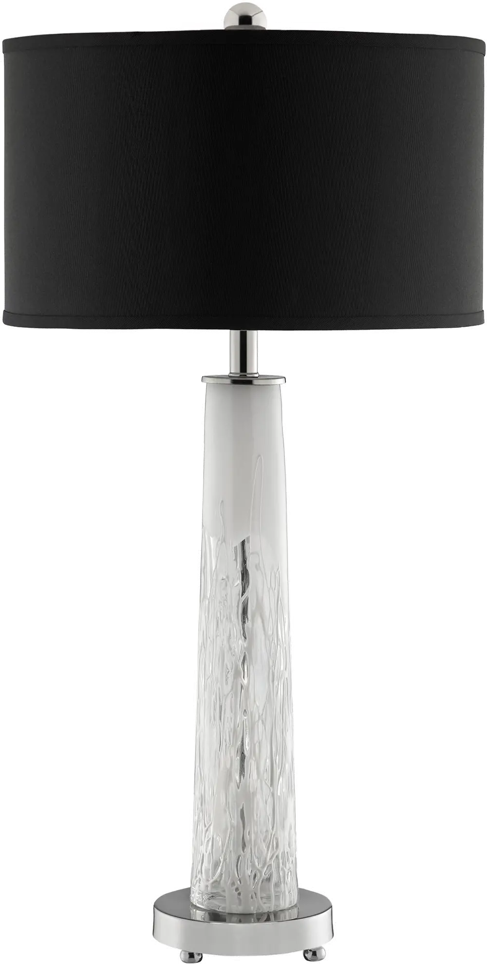White Glass Drip Table Lamp with Black Shade-1