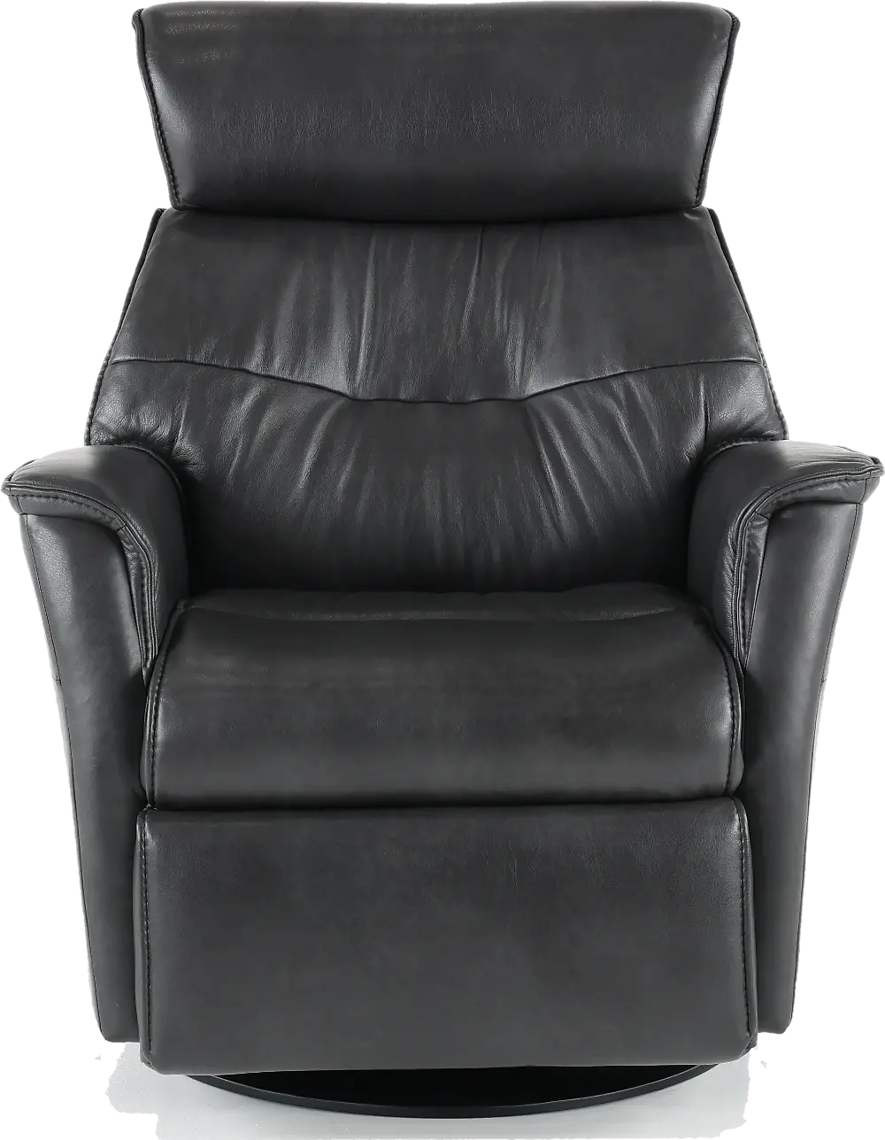 Captain Charcoal Gray Large Leather Swivel Glider Power Recliner-1