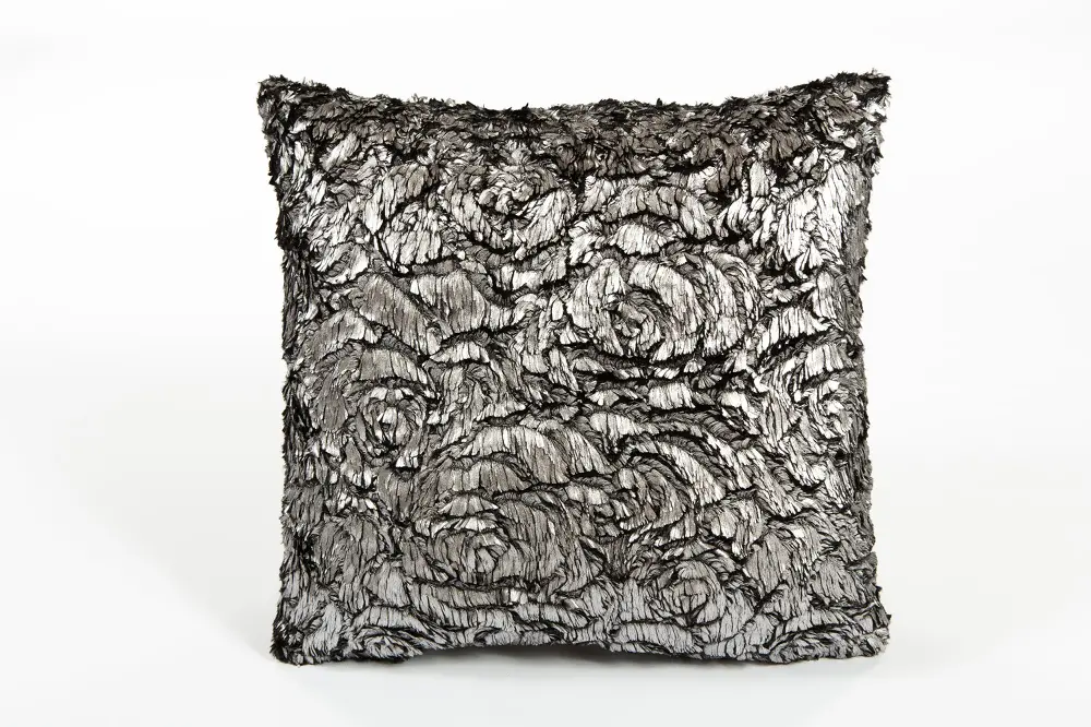 Silver Veda Rose 18 Inch Throw Pillow-1