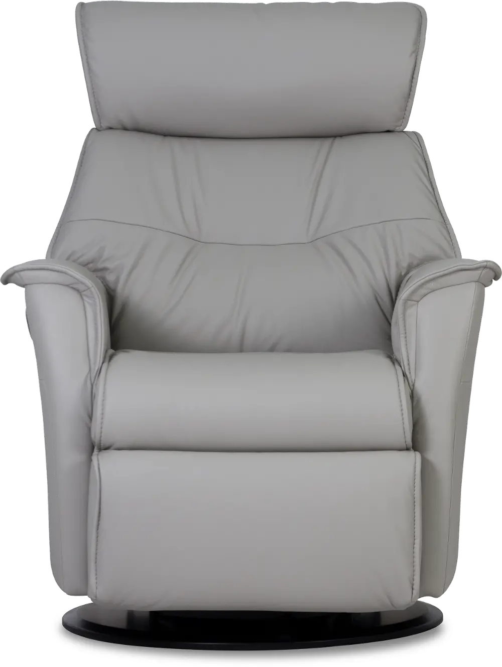 Cinder Taupe Standard Leather Swivel Glider Power Recliner - Captain-1