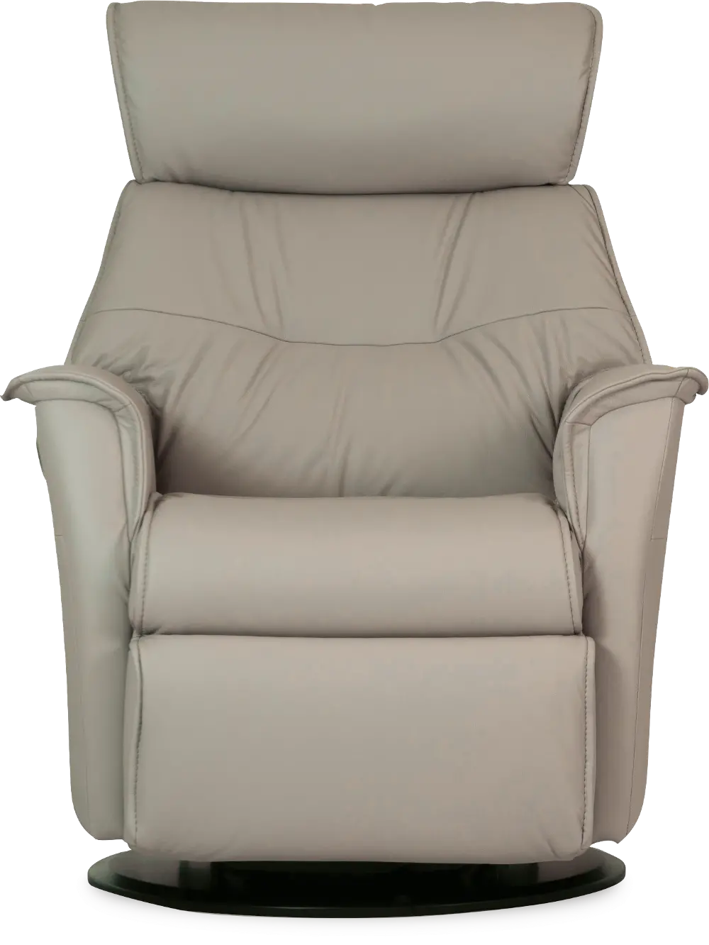 Cinder Taupe Standard Leather Swivel Glider Manual Recliner - Captain-1