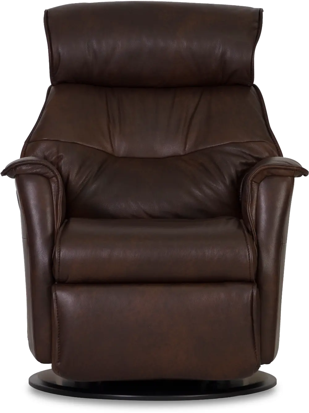 Truffle Brown Leather Compact Swivel Glider Manual Recliner - Captain-1