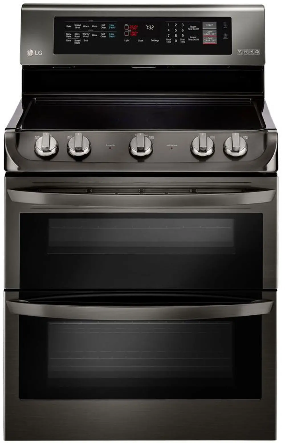 LDE4415BD LG Double Oven Electric Range - 7.3 cu. ft. Black Stainless Steel-1