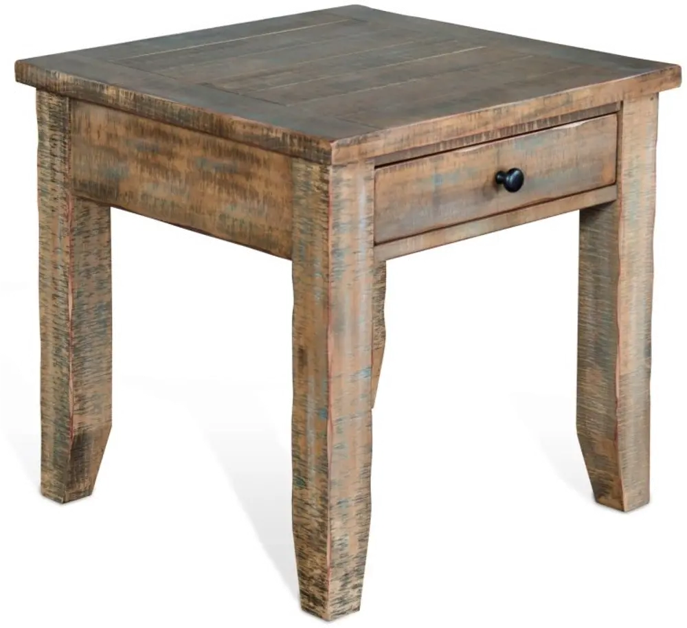 Rustic Distressed End Table - Driftwood-1