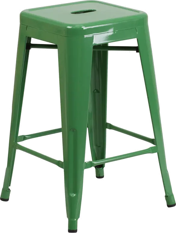 Green Metal Stackable Counter Height Stool