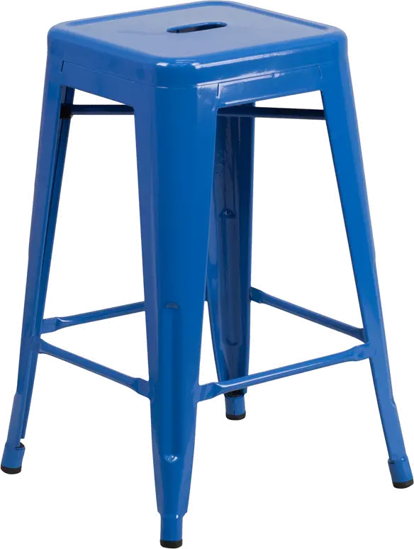 Blue Metal Stackable Counter Height Stool