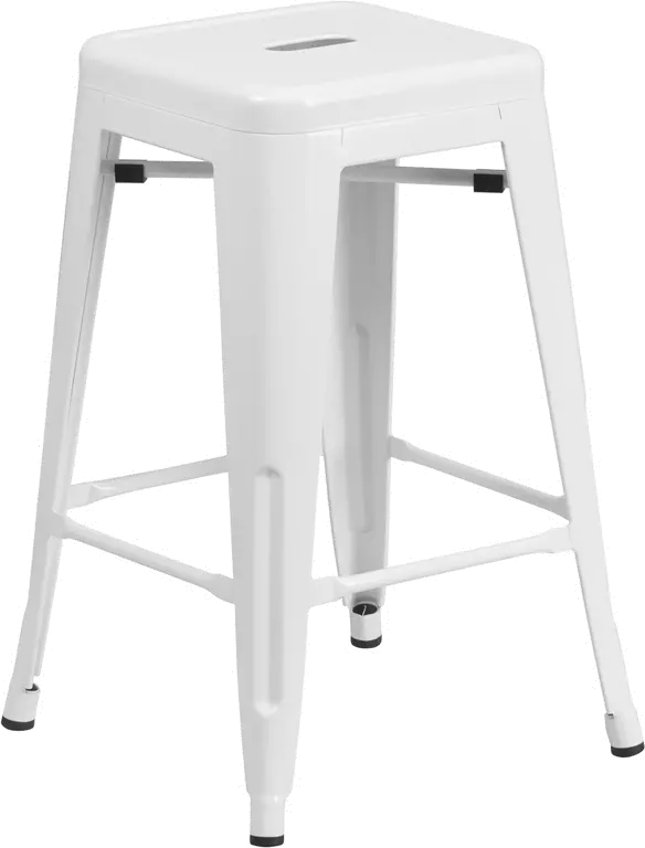 Photos - Chair Flash Furniture White Metal Stackable Counter Height Stool CH-31320-24-WH 