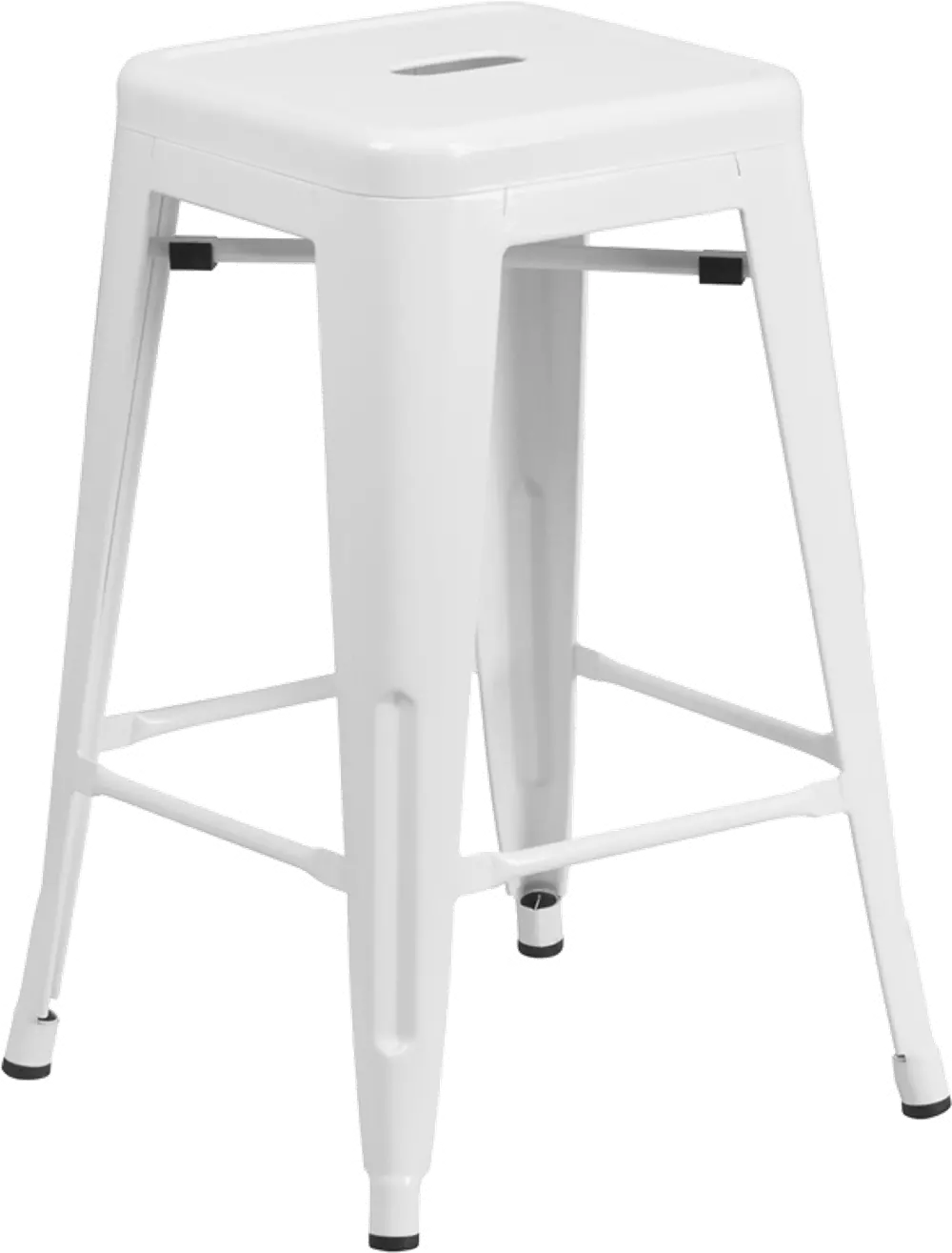 White Metal Stackable Counter Height Stool-1