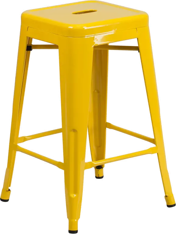 Photos - Chair Flash Furniture Yellow Metal Stackable Counter Height Stool CH-31320-24-YL 