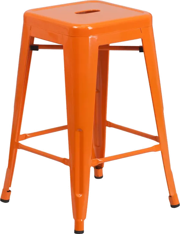 CH-31320-24-OR-GG Orange Metal Stackable Counter Height Stool sku CH-31320-24-OR-GG