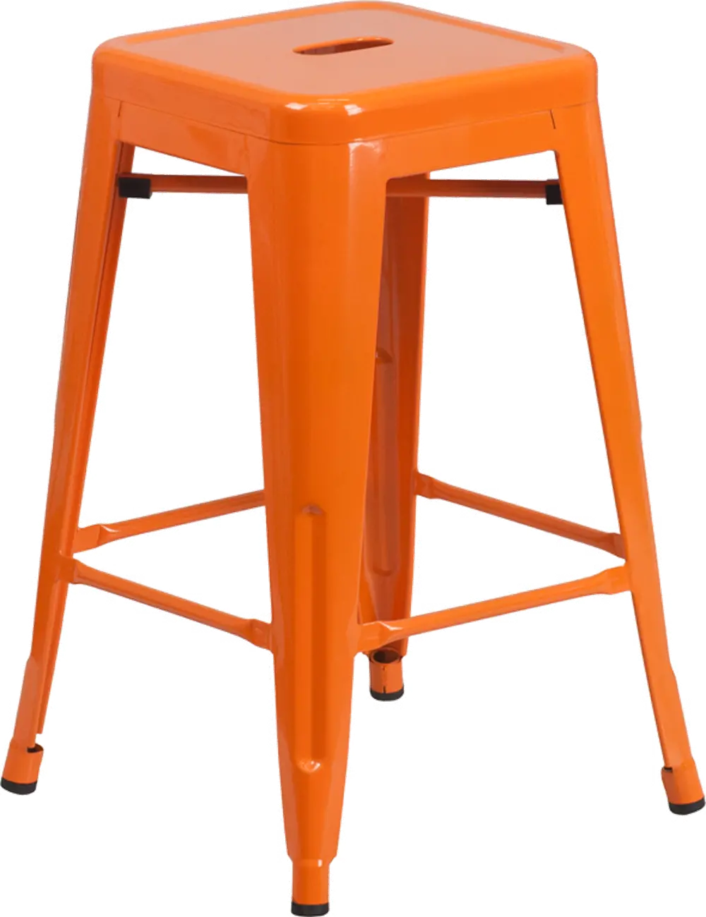 Orange Metal Stackable Counter Height Stool-1