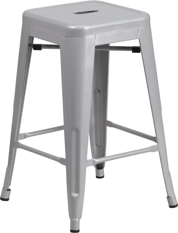 Photos - Chair Flash Furniture Silver Metal Stackable Counter Height Stool CH-31320-24-SI 