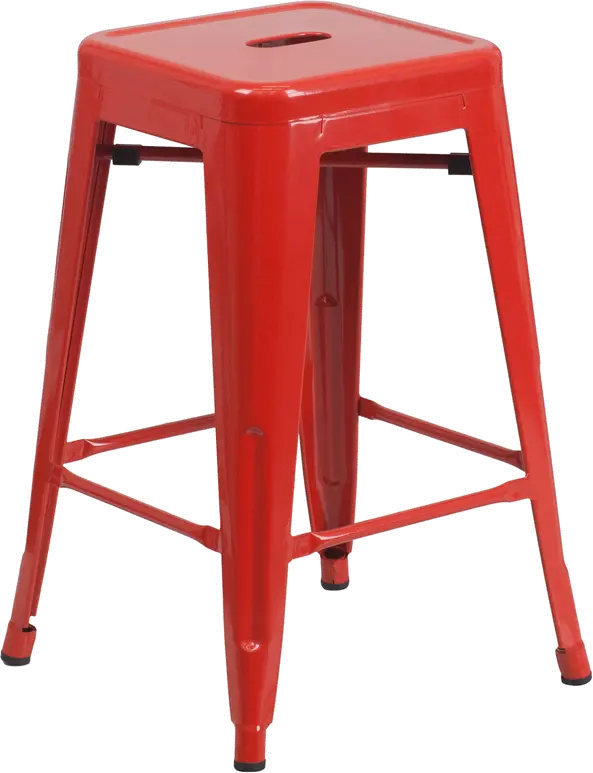 CH-31320-24-RED-GG Red Metal Stackable Counter Height Stool sku CH-31320-24-RED-GG