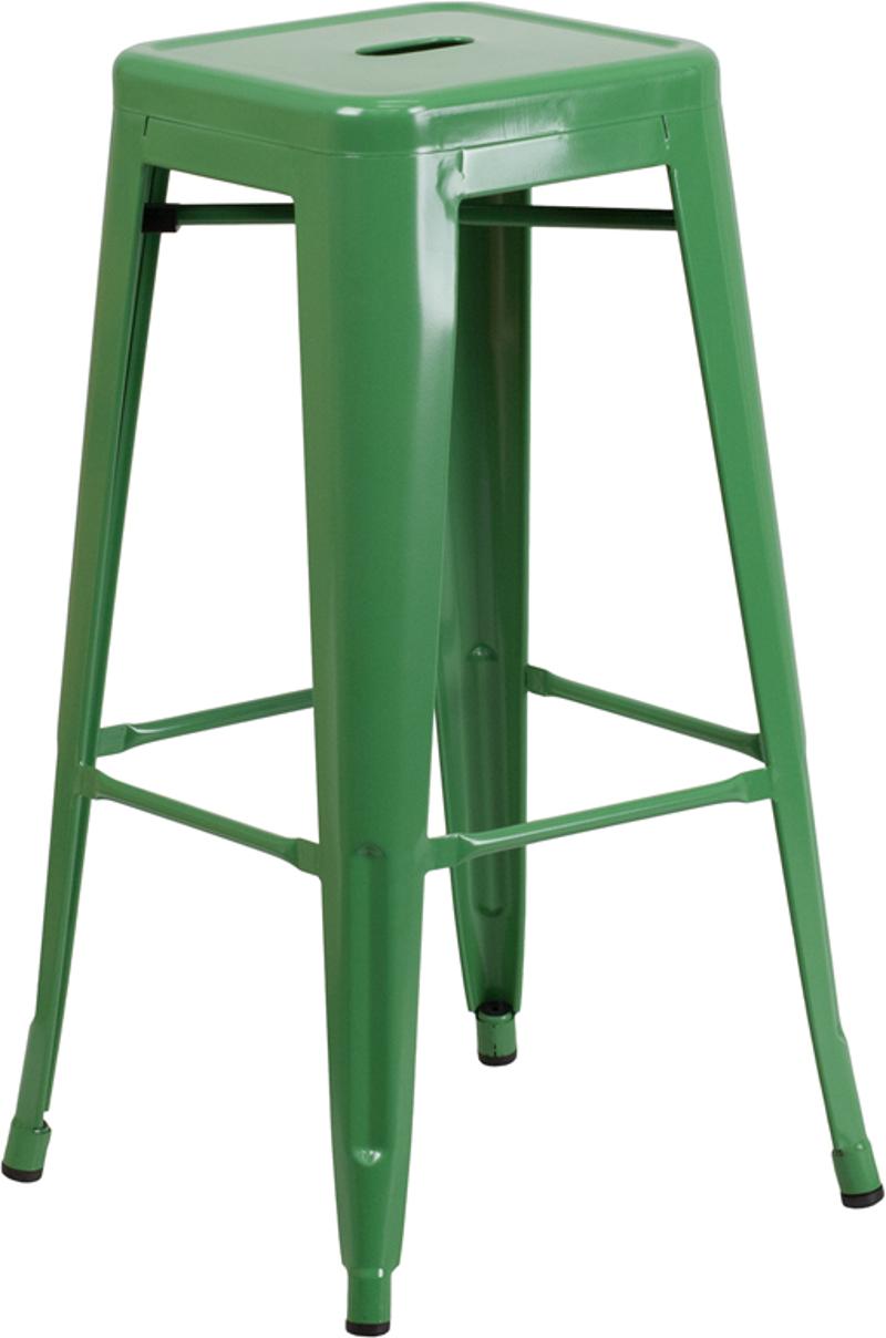 Green Metal Stackable Bar Stool Rc Willey, Space Saving Bar Stools With Backs