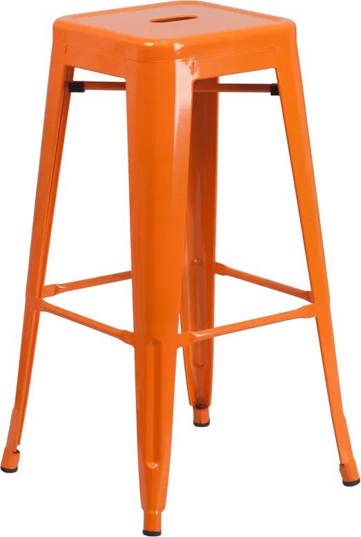 Orange Metal Stackable Bar Stool