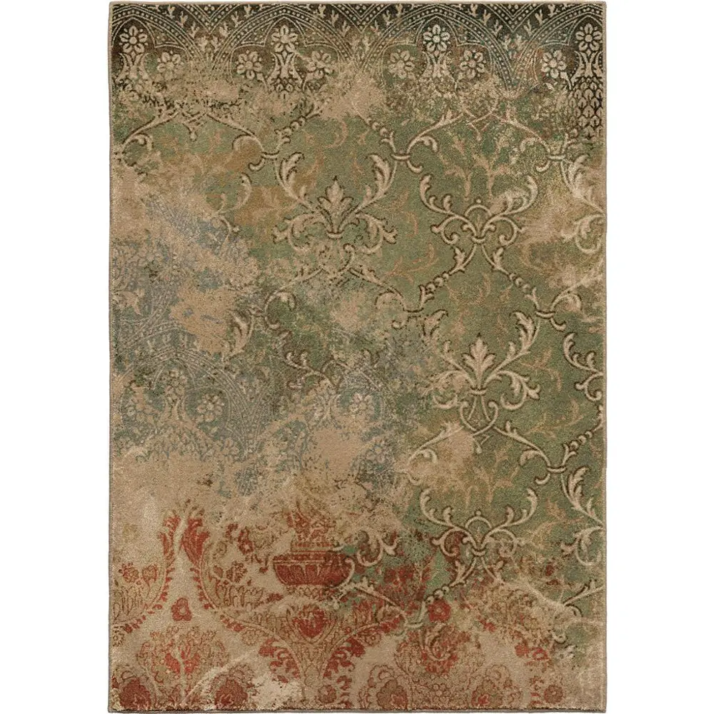 RADIANCE/3204....7 8 x 11 Large Green, Rust, and Blue Rug - Radiance-1