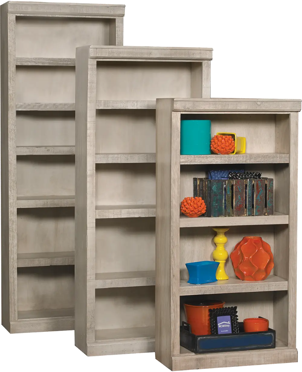 Antique White Glaze 84 Inch Bookcase with Adjustable Shelves-1
