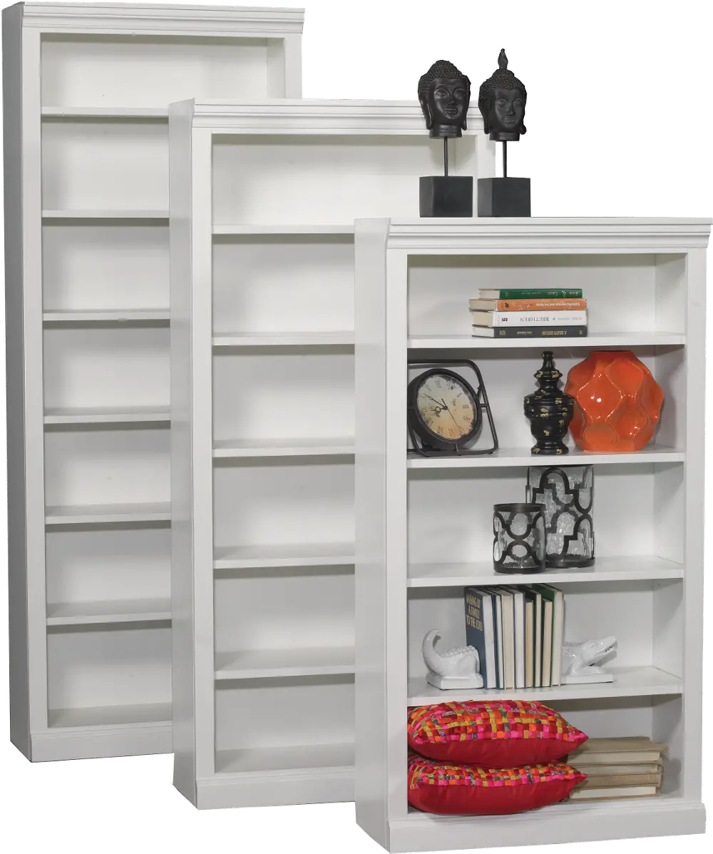 White 72 Inch Bookcase with Adjustable Shelves-1