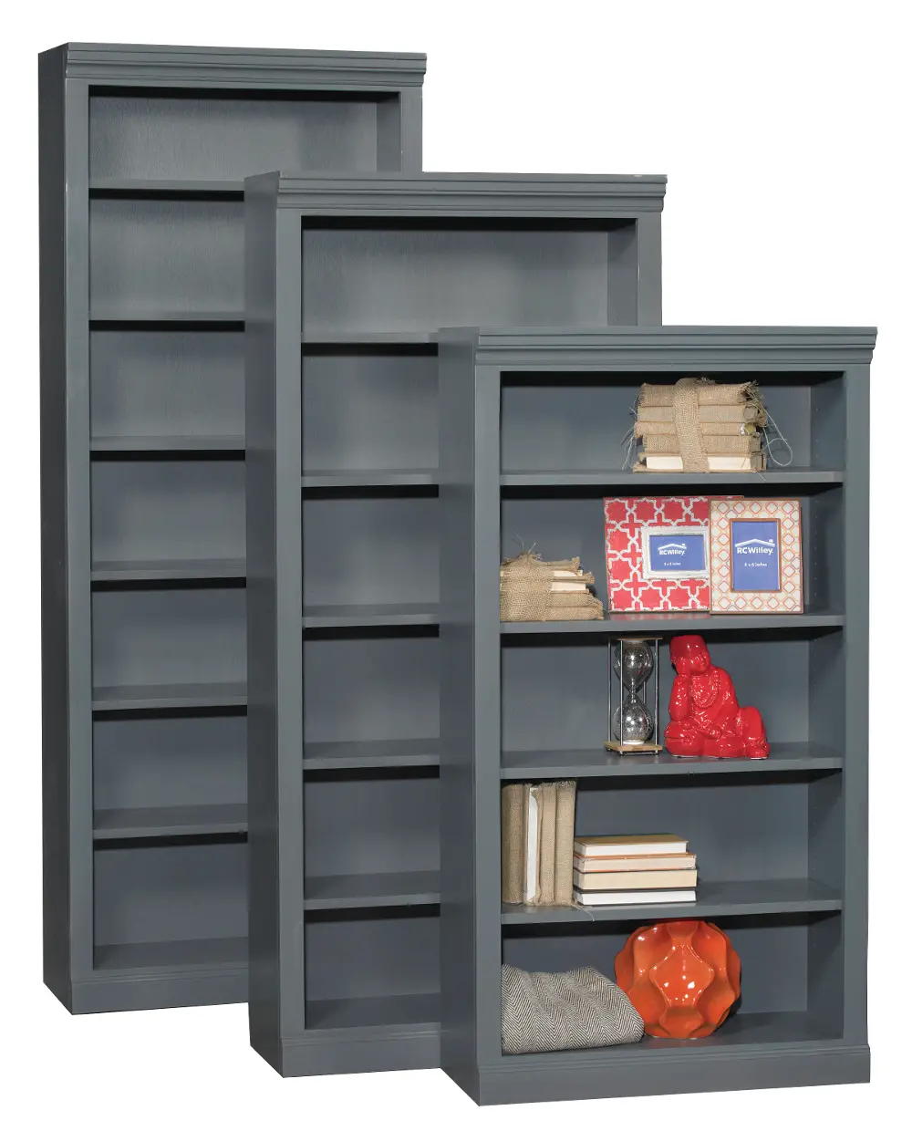 60 Inch Contemporary Gray Bookcase-1