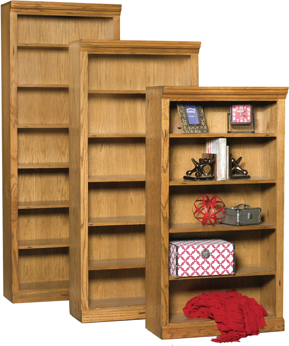 Oak Brown 84 Inch Bookcase with Adjustable Shelves-1