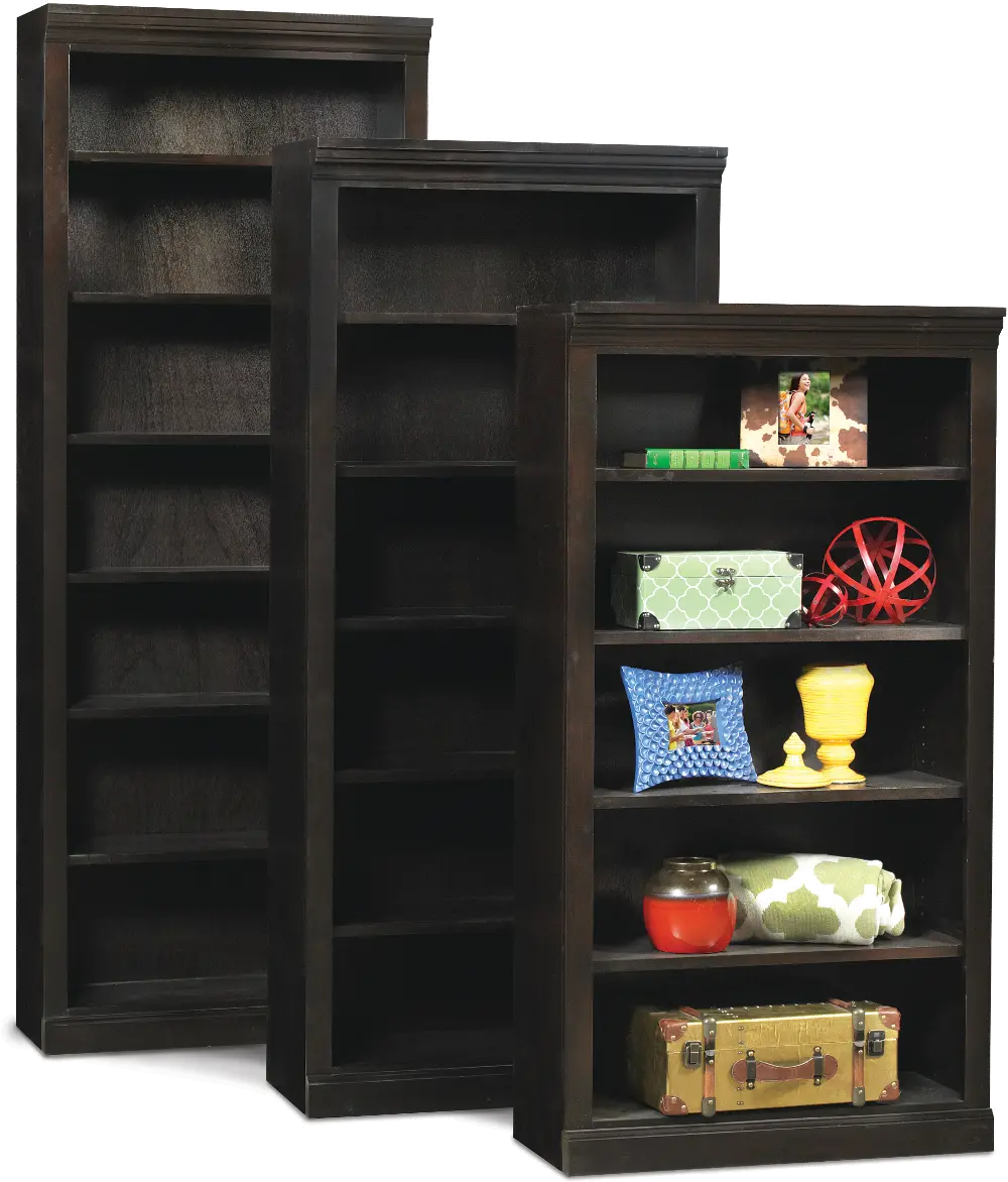 Cappuccino Brown 84 Inch Bookcase with Adjustable Shelves-1