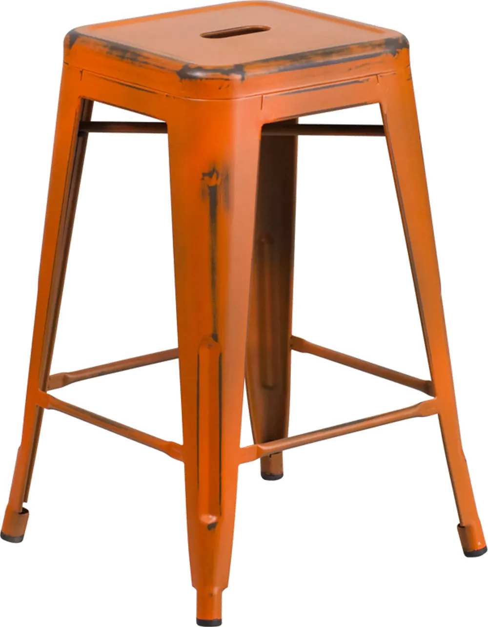 Backless Orange 24 Inch Counter Height Stool-1