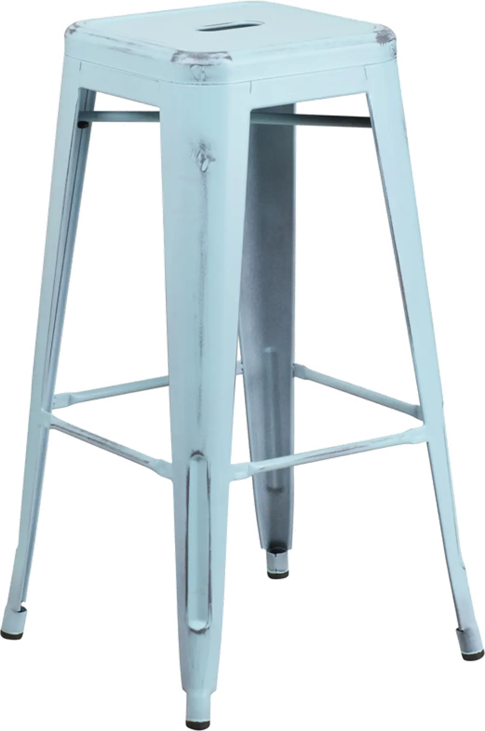 Backless Distressed Dream Blue Square Seat 30 Inch Bartool-1
