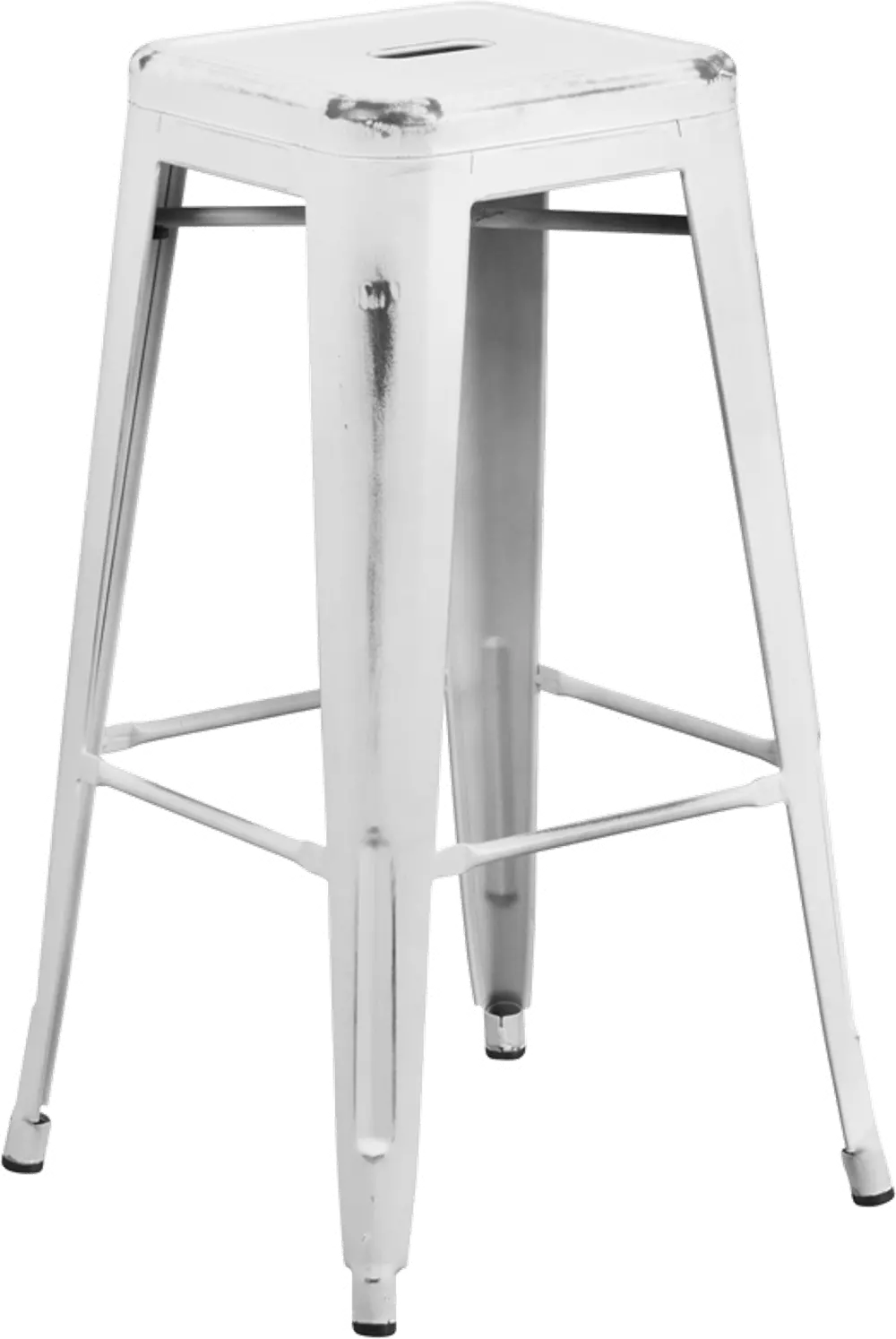 Distressed White Metal Bar Stool-1