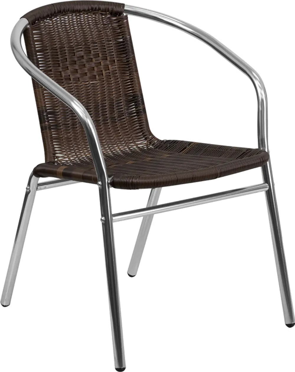 Aluminum and Dark Brown Rattan Stack Chair-1