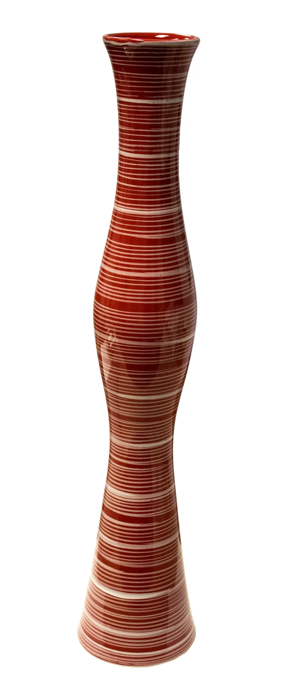 24 Inch Red & White Striped Cylinder Vase-1