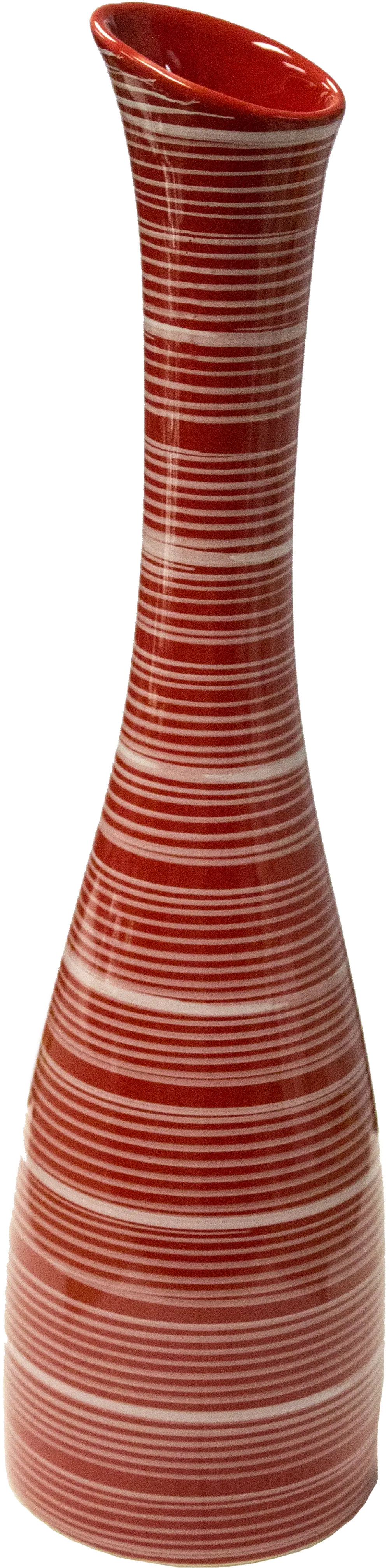 15 Inch Red and White Striped Cylinder Vase-1