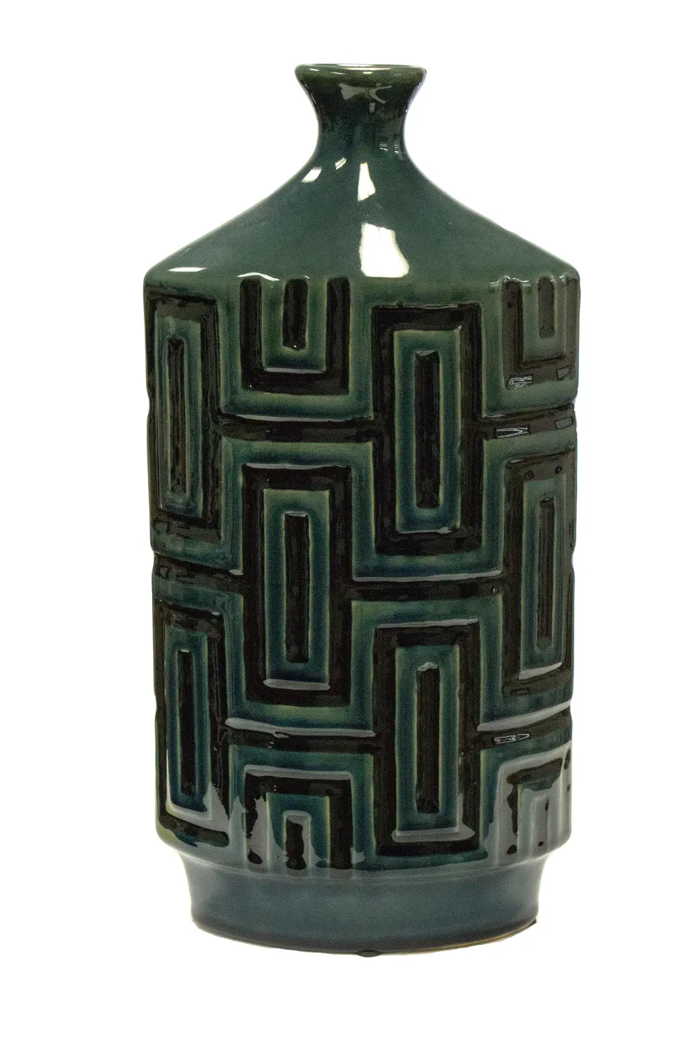 Dark Green Ceramic Bottle Vase-1