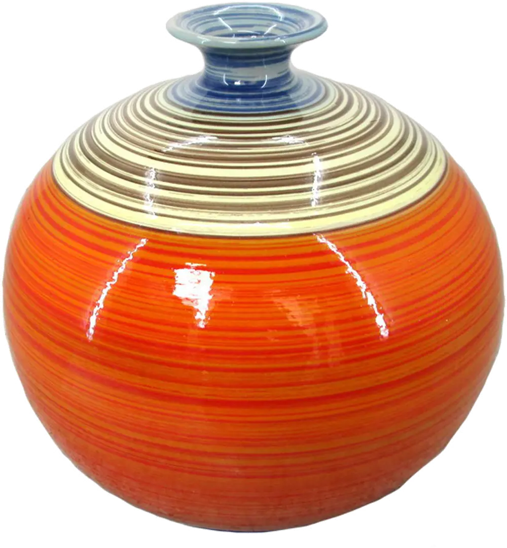 Medium Orange Striped Vase-1
