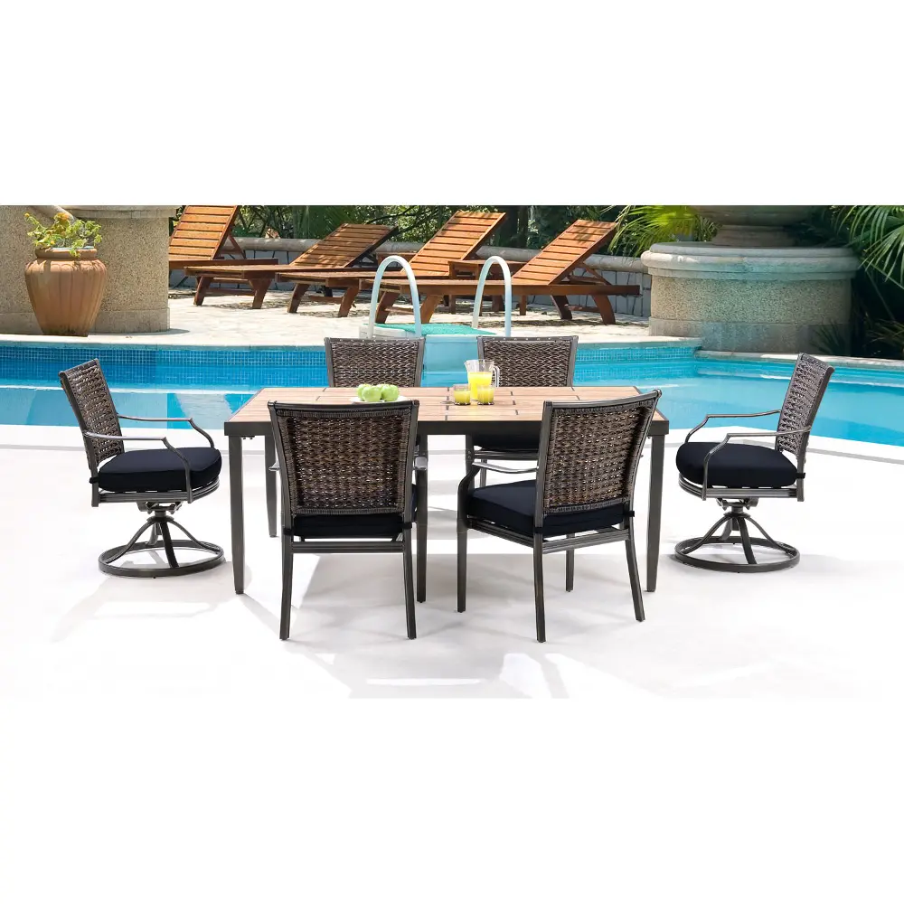 MERCDN7PCSW-NVY Outdoor Blue 7 Piece Dining Set - Mercer -1