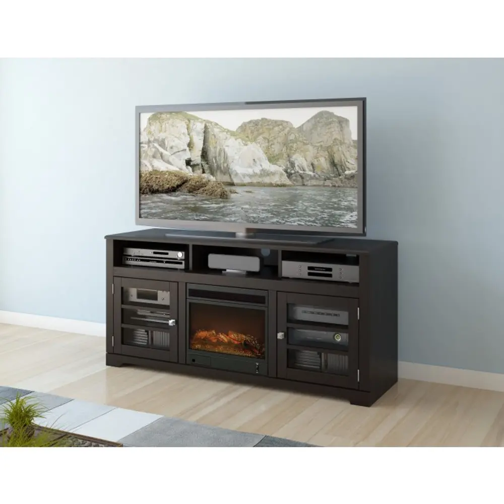 Mocha Black 60 Inch Fireplace TV Stand - West Lake-1