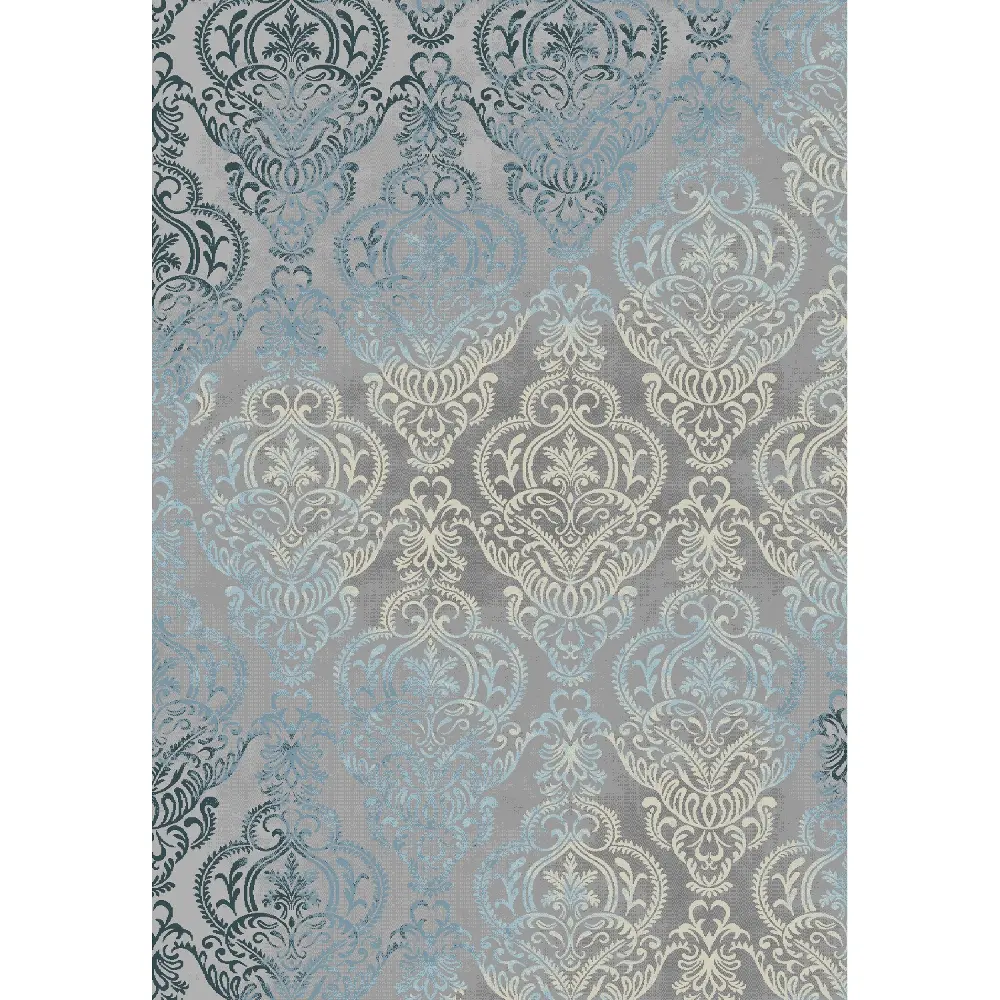 8 x 11 Large Gray and Blue Rug - Thelma-1
