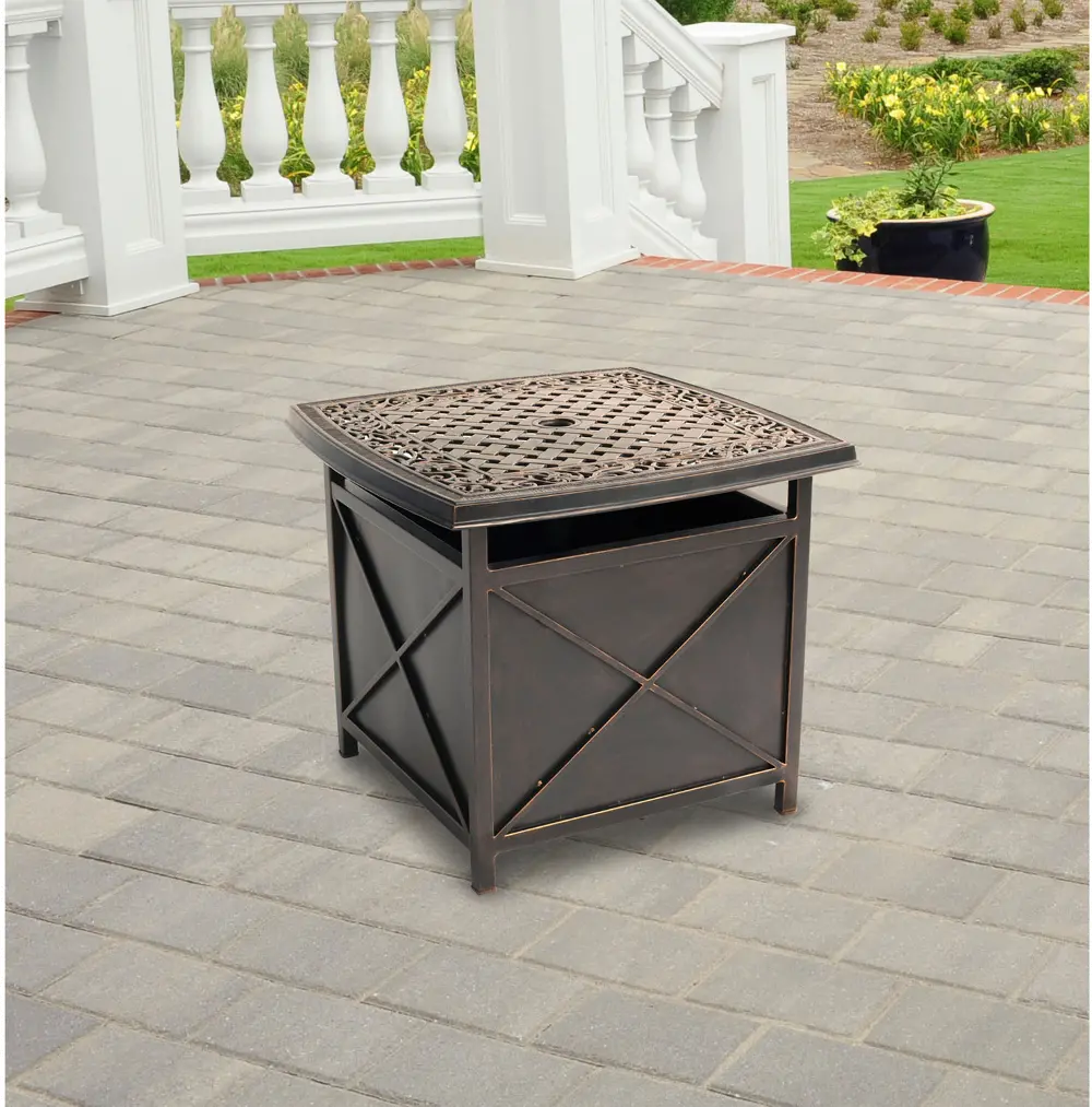 TRADUMBTBL Outdoor Cast-Top Side Table & Umbrella Stand - Traditions-1