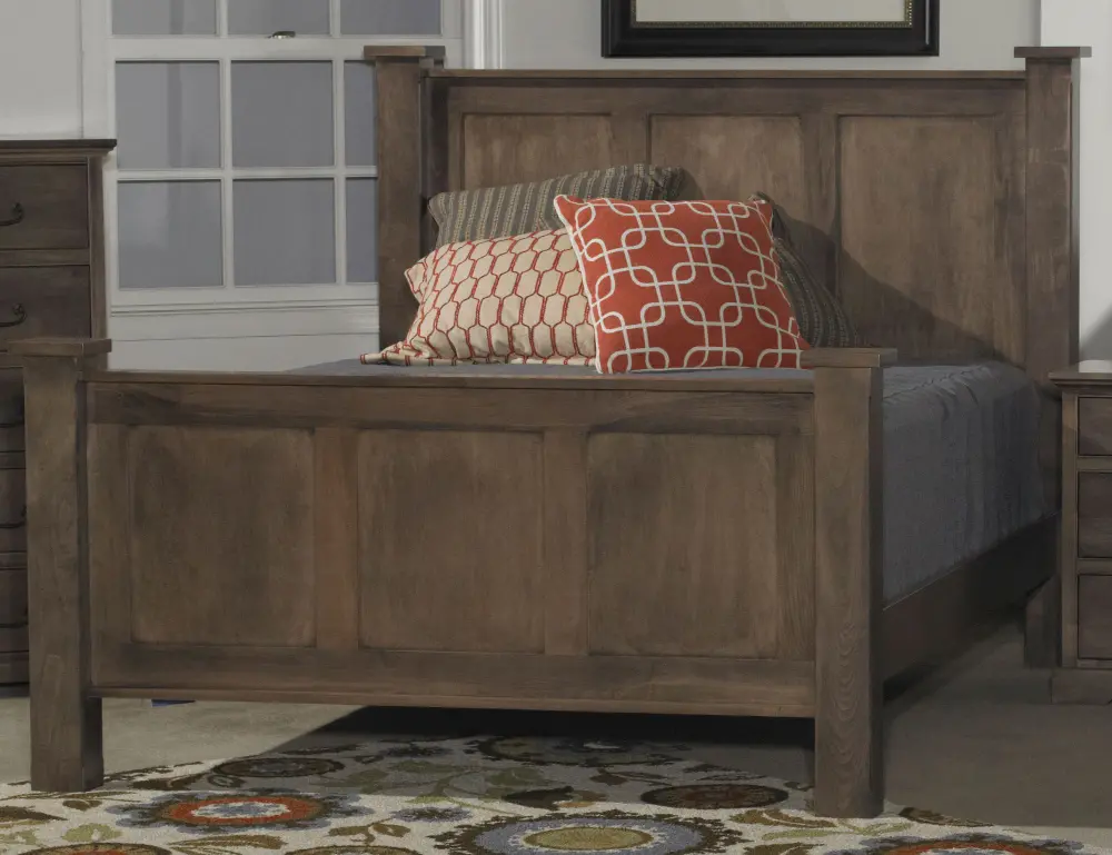 Driftwood Brown Classic Queen Bed - Amish-1