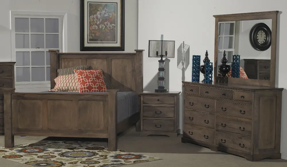 Driftwood Brown Classic 4 Piece King Bedroom Set - Amish-1