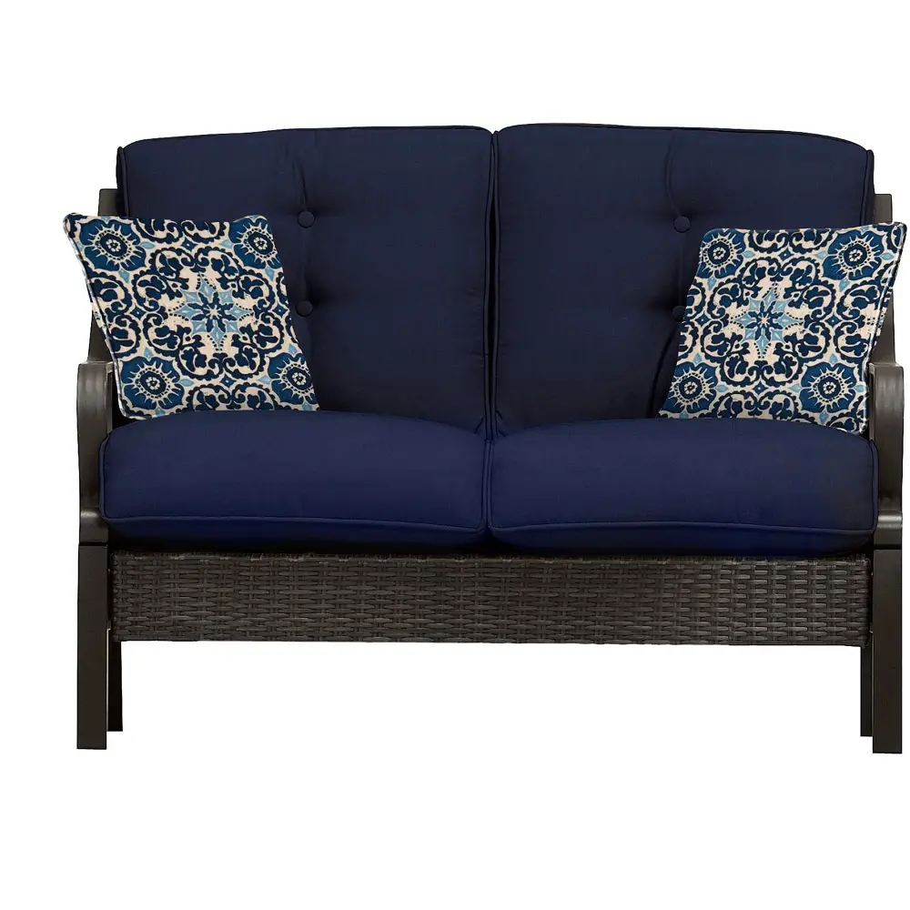 VENTURA4PC-NVY Brown and Navy 4 Piece Outdoor Patio Furniture Set - Ventura -1