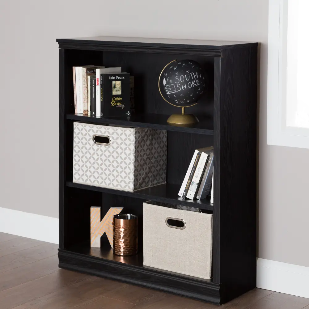 10140 Black Oak 3-Shelf Bookcase - Morgan -1